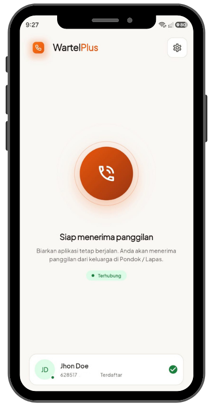 Layar Penerima: siap menerima panggilan